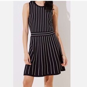 Loft Black Knit Striped Dress